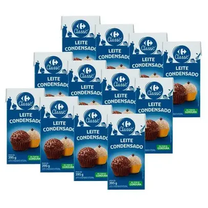 (R$5,75 cada) Leite Condensado Integral Carrefour Classic 12 Unidades de 395g