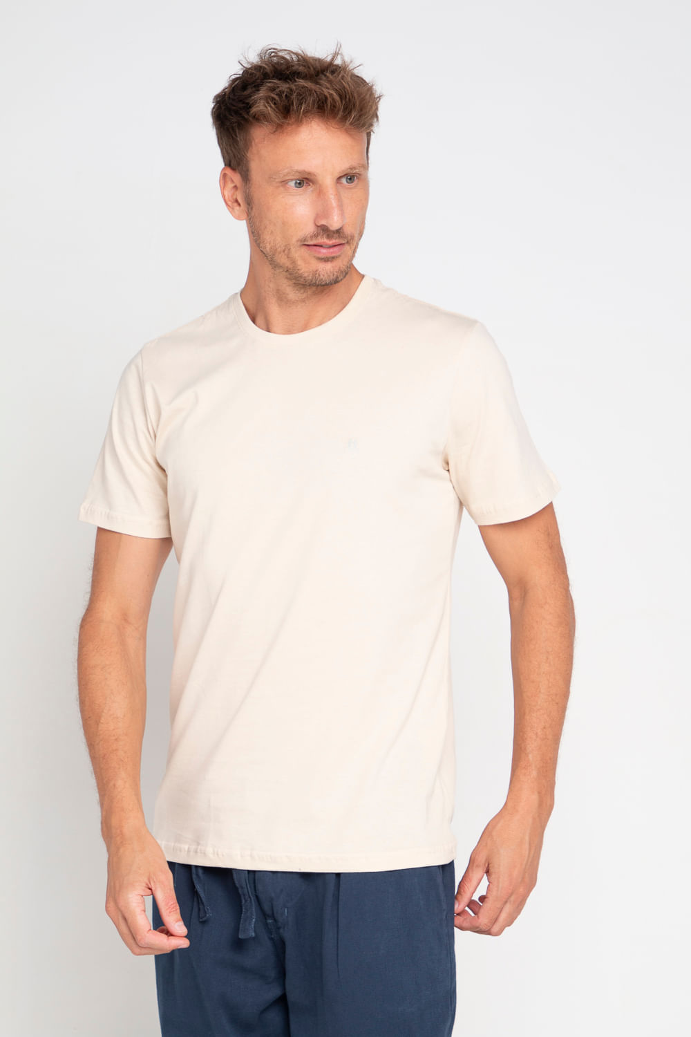 Camiseta Masculina Bordado Areia Polo Wear - Tam G