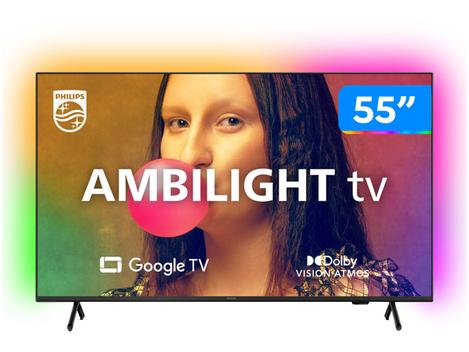 Smart TV Philips Ambilight 55" 4K Google TV - 55PUG7908/78