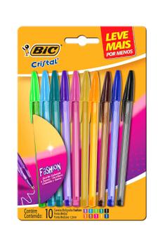 Caneta Esferográfica Bic Cristal Fashion 1.2mm Colors com 10 Unidades