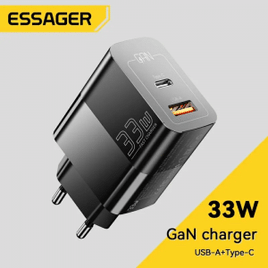 Carregador USB C Essager GaN Tipo C PD 33W