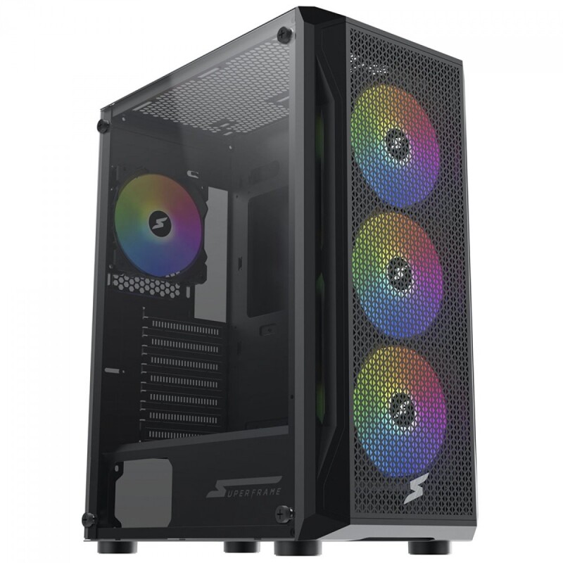 Gabinete Gamer SuperFrame Super X ARGB Mid Tower Vidro Temperado ATX Sem Fonte Com 4 Fans