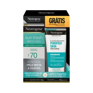 Kit Neutrogena Protetor Solar Sun Fresh Derm Care FPS 70 40g + Gel de Limpeza Purified Skin 60g