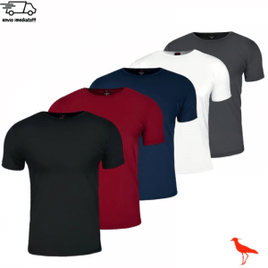 Kit 5 Camisetas Masculinas Lisas Algodão 100% Confortável Academia