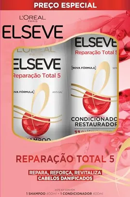 [R$27 REC & +por-] Kit L'Oréal Paris Shampoo 400ml + Condicionador 400ml Elseve Reparação Total 5.