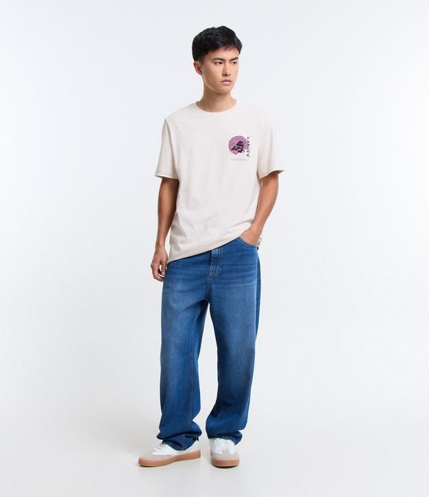 Calça Baggy em Jeans com Bolsos - Masculina