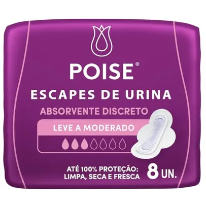 [Cashback de até R$20] Poise® Absorvente para Escapes de Urina Discreto Moderado 8un