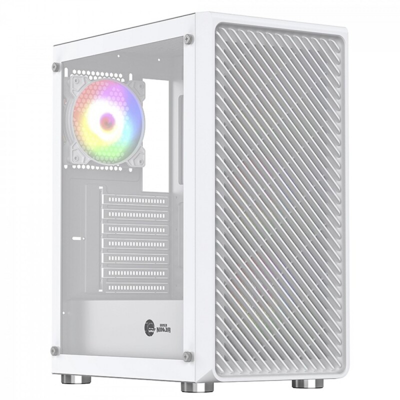 Gabinete Gamer Ninja Cloud Mid Tower Vidro Temperado ATX White Sem Fonte Com 4 Fans ARGB