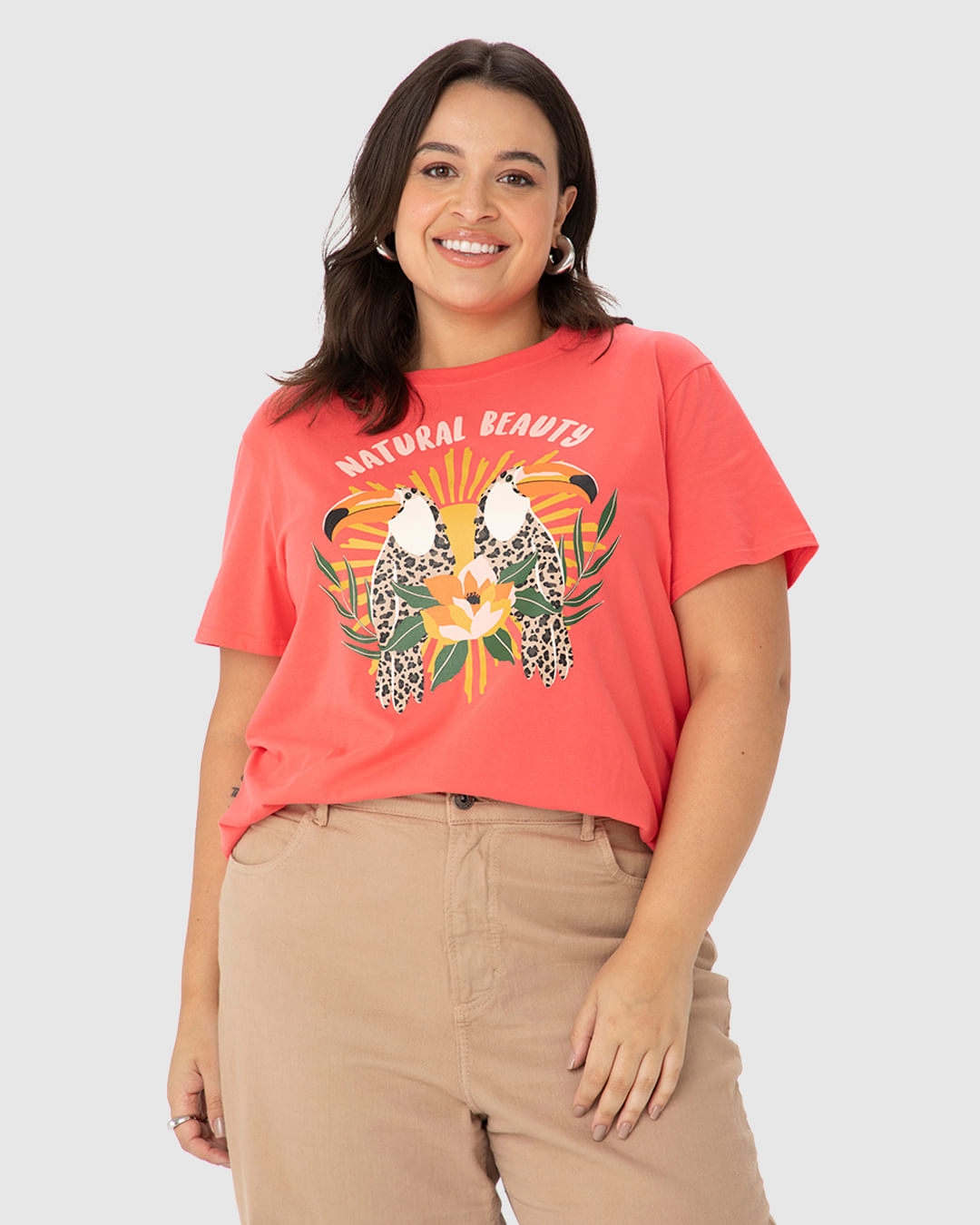 Camiseta Feminina Plus Size Natural Beauty Em Algodão