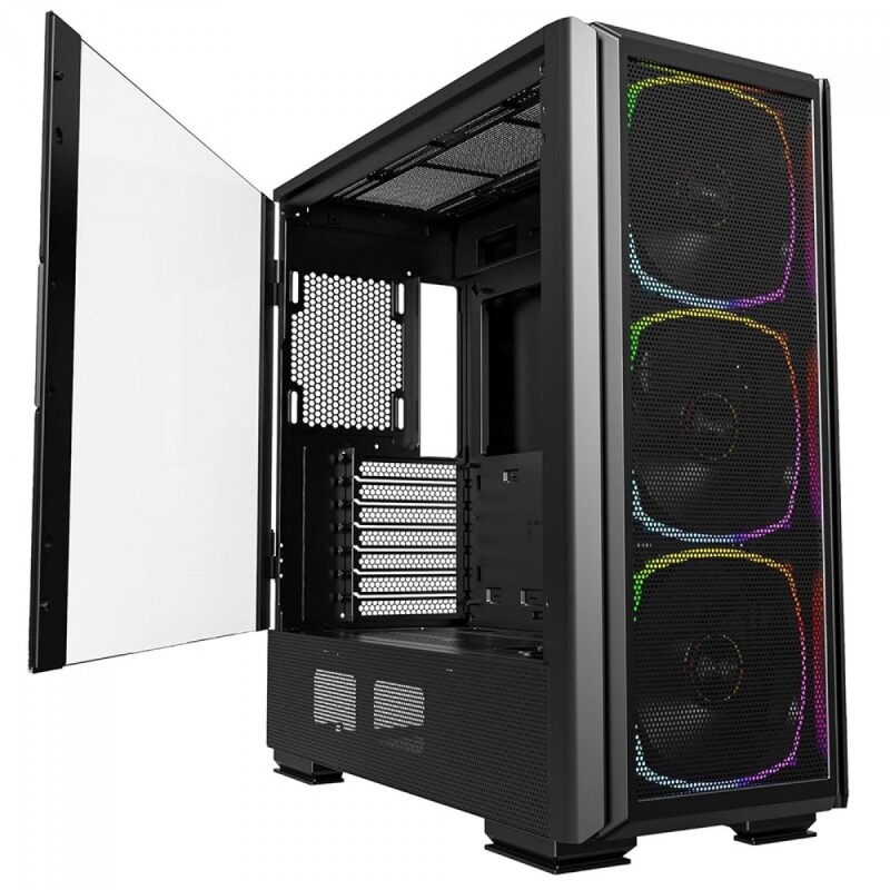 Gabinete Gamer Montech Sky Two GX Mid Tower Vidro Temperado E-ATX Black Sem Fonte Com 3 Fans ARGB