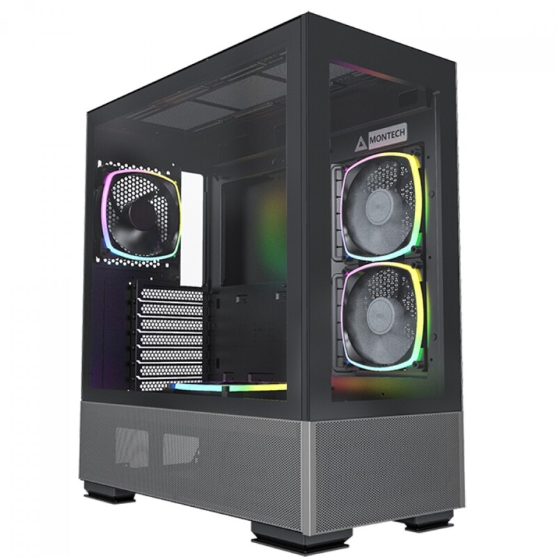 Gabinete Gamer Montech Sky Two ARGB Mid Tower Vidro Temperado ATX Black Sem Fonte Com 4 Fans