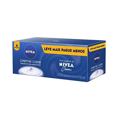 (REC) (Mais por Menos R$12,04) NIVEA Sabonete em Barra Creme Care Promo, com glicerina - 6 un. 90g