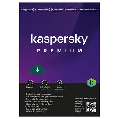 Kaspersky Antivírus Premium 2022 1 Dispositivo 1 Ano Digital para Download - KL1047KDAFS