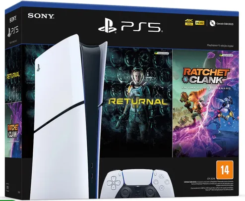 Console Playstation 5 Slim Digital Edition + Jogos Returnal e Ratchet & Clank