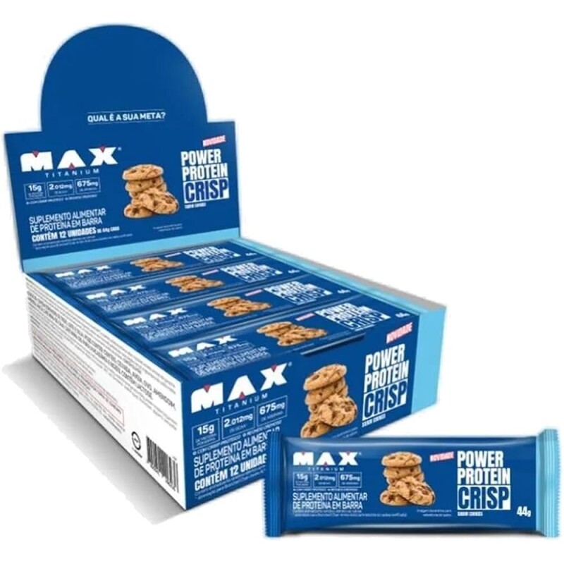 12 Unidades Barra de Proteína Max Titanium Power Protein Crisp Cookies 44g