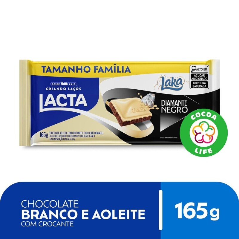 2 Unidades Chocolate ao Leite e Branco Lacta Laka + Diamante Negro Pacote 165g