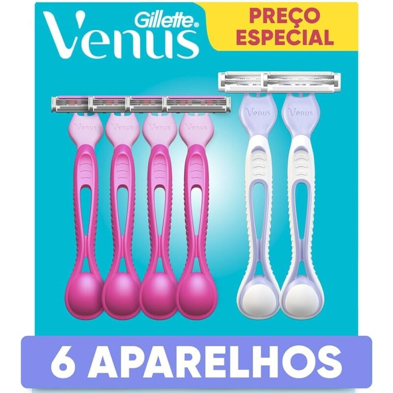 Kit 4 Unidades Aparelho de Depilação Gillette Venus Suave + 2 Unidades Gillette Venus Íntima