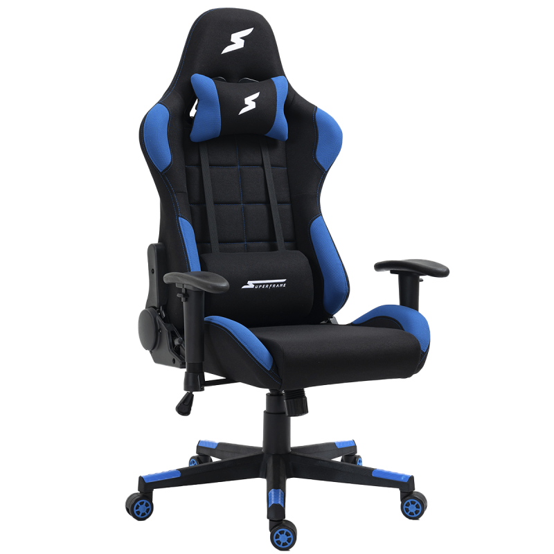 Cadeira Gamer SuperFrame Speed Reclinável Tecido Preto e Azul