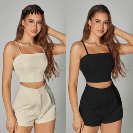 Conjunto Casual Feminino Liso Lovito de Shorts com Zíper