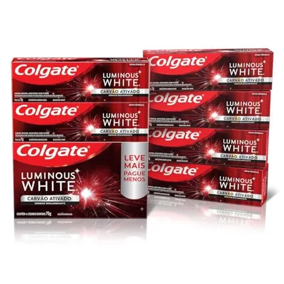 (REC)Creme Dental Clareador Colgate Luminous White Carvão Ativado 70g 4 unidades