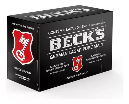 Pack Cerveja Beck's Puro Malte Lata 350ml Com 8 Unidades