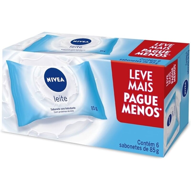 6 Unidades Nivea Sabonete em Barra Hidratante Leite Promo 85g