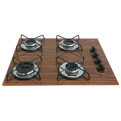 Fogão Cooktop Gás 4 Bocas Ultra Chama 127v/220v Amadeirado