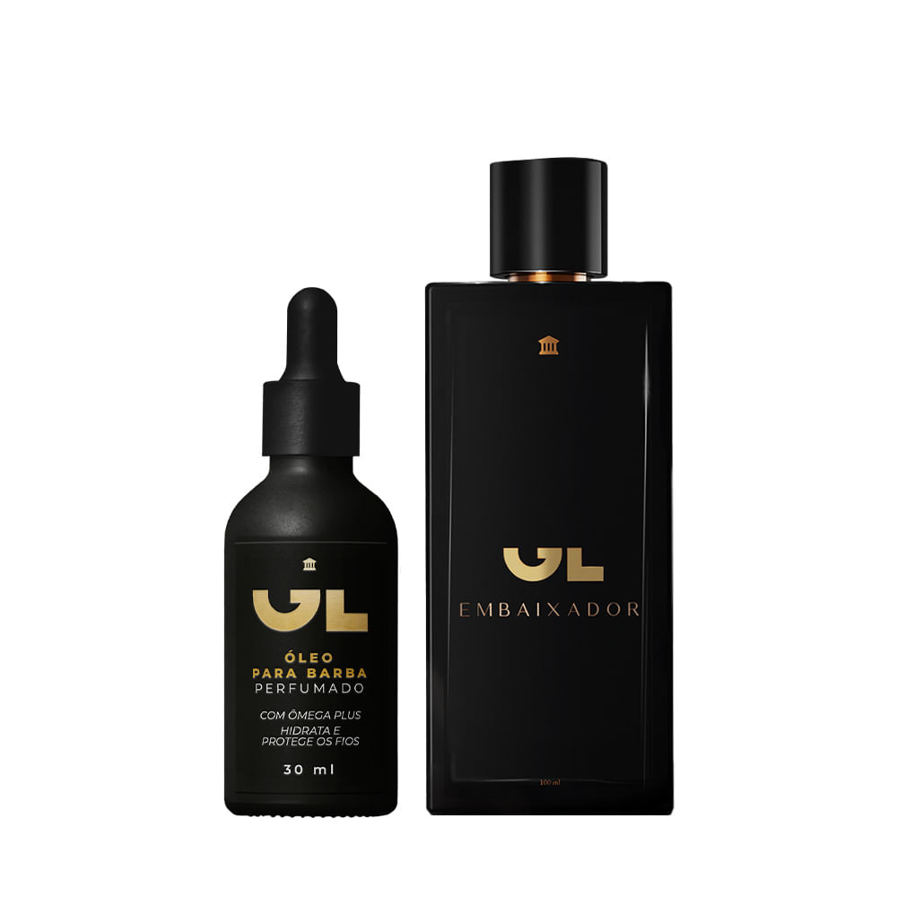 Perfume GL Embaixador 100ml + Body Spray 100ml + Óleo de Barba 30ml