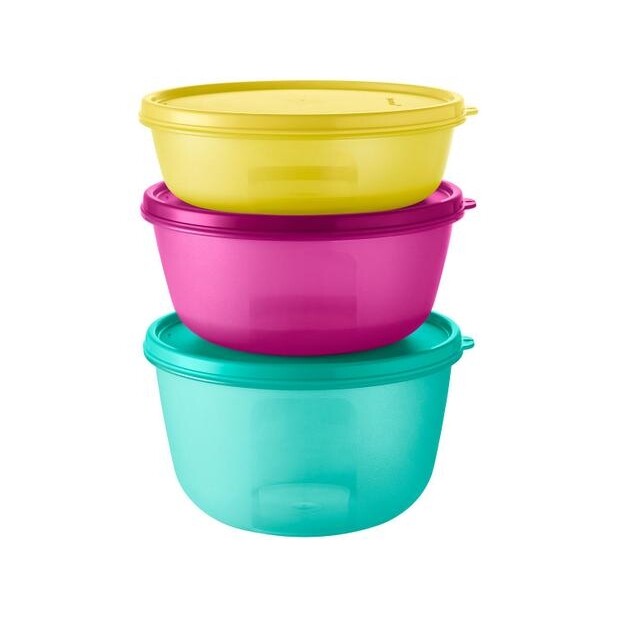 Conjunto de Tigelas de Plástico 3 Peças Tupperware Visual Colors