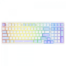 Teclado Gamer Mecânico SuperFrame Fusion Pro RGB Wireless/Bluetooth Switch Kailh Box Ice Cream Branco/Azul e Rosa