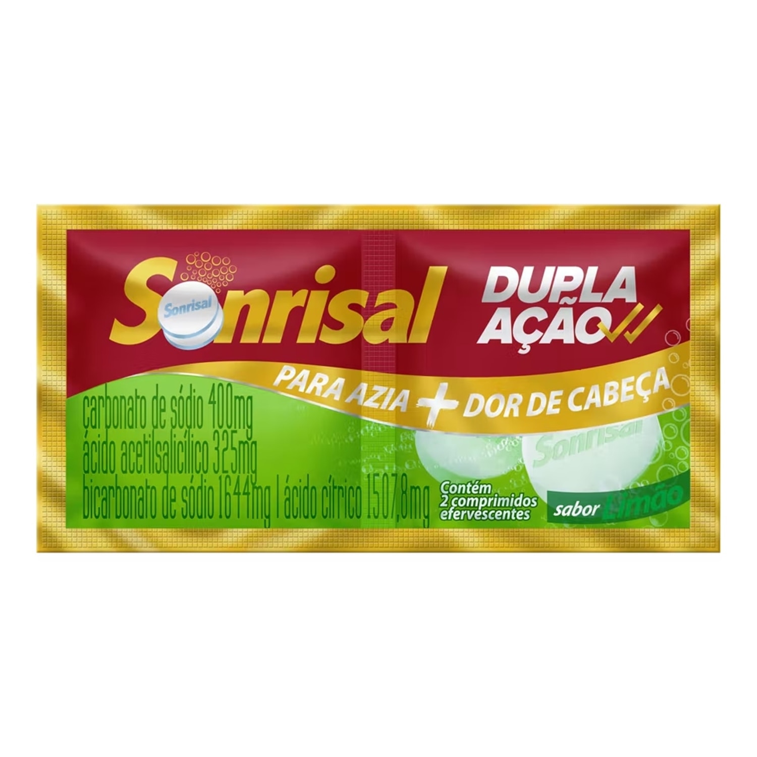 Sonrisal Dupla Acao Sabor Limao 2 Comprimidos Efervescentes