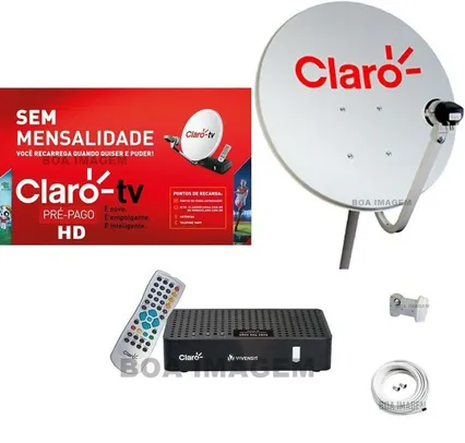 Kit Antena Parabólica 60 cm com 1 Recepitor Claro HD Visiontec Digital