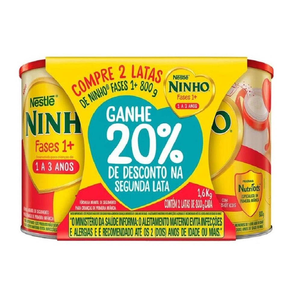 Composto Lácteo Ninho Fases 1+ 800g - 2 Unidades