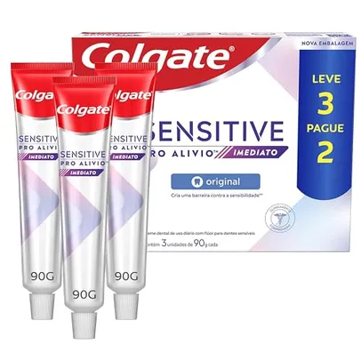 (REC)Colgate Creme dental para dentes sensíveis Sensitive Pro Alivio Imediato Original, para alívio imediato da sensibilidade, Leve 3 Pague 2, 90g cad