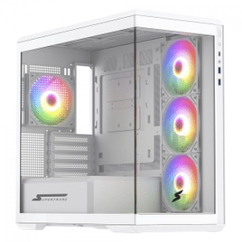 Gabinete Gamer SuperFrame Ragnarok Mid Tower Vidro Temperado M-ATX White Sem Fonte Com 4 Fans