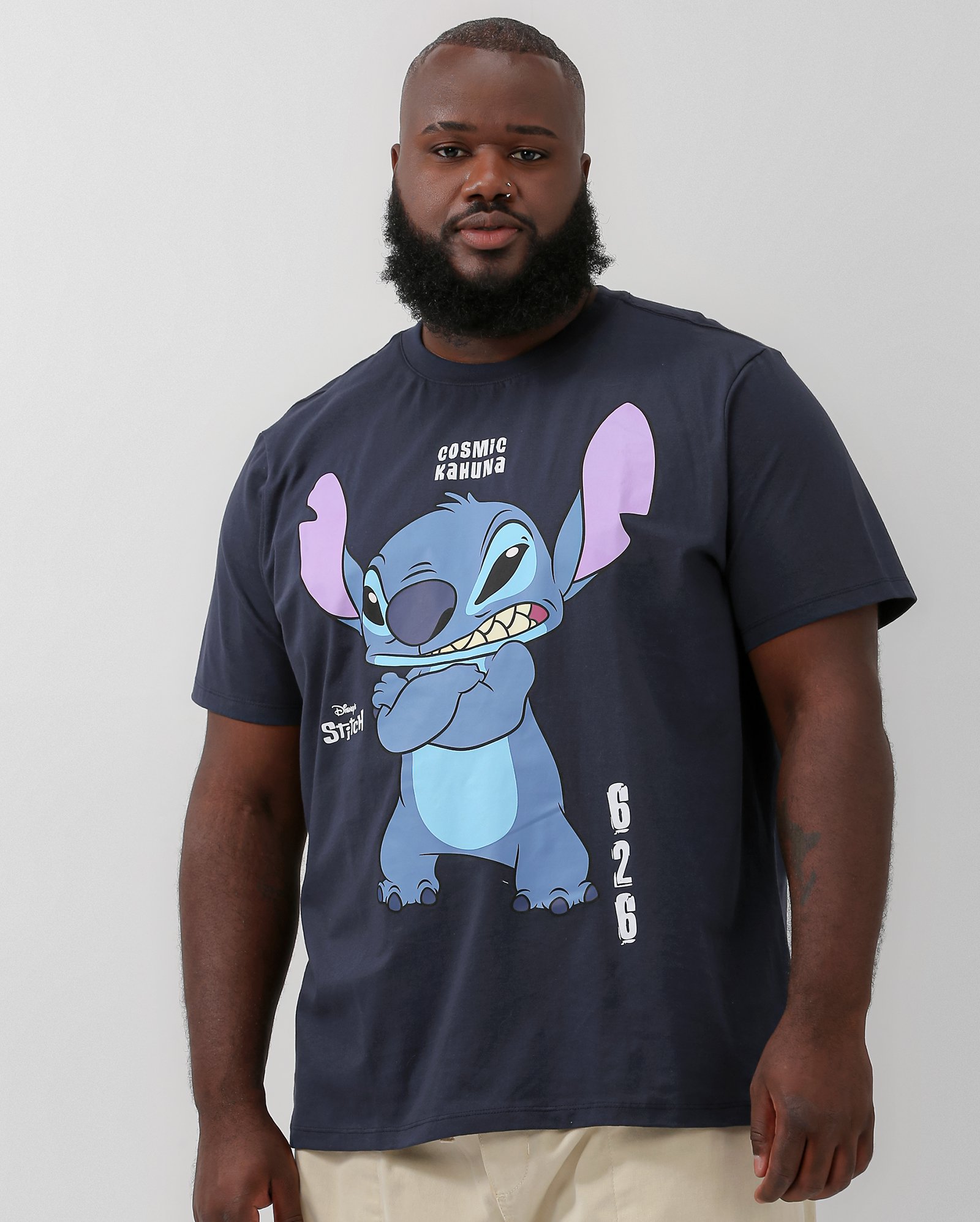 Camiseta plus size masculina Stitch azul | Disney