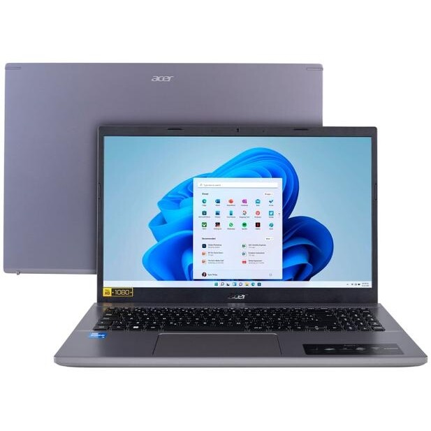 Notebook Acer Aspire Intel i5-12450H 8GB SSD 256GB Intel Iris Xe Graphics Tela 15.6" FHD W11 - A515-57-55b8