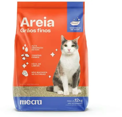 Areia Sanitária Meau Grãos Finos para Gatos 12 KG