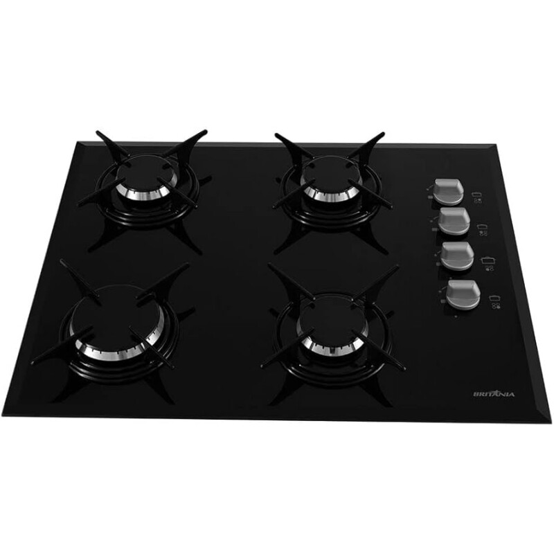 Cooktop 4 Bocas Britania Gás Preto BCT4P Bivolt