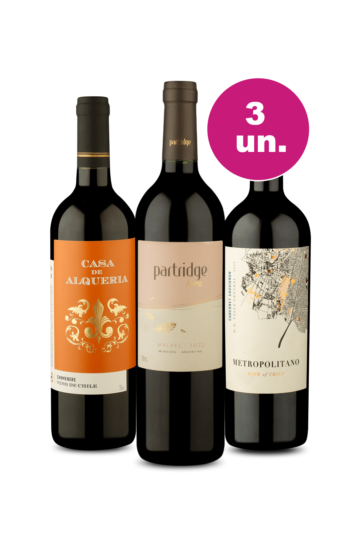 Kit 3 Vinhos por 99 - Partridge Flying e Lançamentos - Oferta Insana Wine