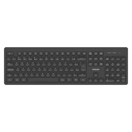 Teclado Sem Fio Philips Wireless ABNT2 Perfil Baixo Preto - SPK6308B/FG