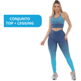 Conjunto Degradê Academia Fitness Legging Cintura Alta e Bojo Feminino