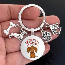 10 Unidades Chaveiro Dachshund Decoração de pingente para carteira e mochila