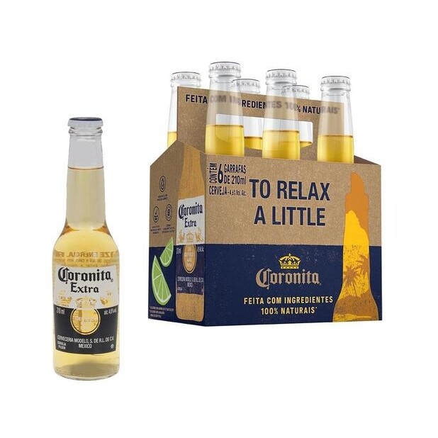 Cerveja Corona Coronita Extra Lager 6 Unidades - 210ml