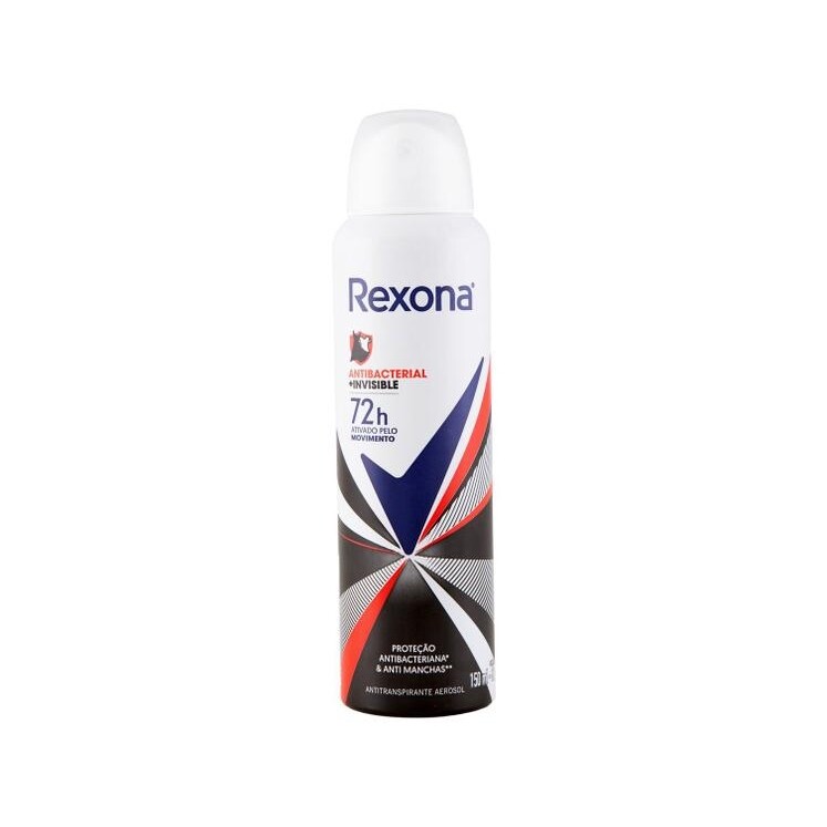 Desodorante Aerossol Antitranspirante Rexona Antibacterial + Invisible Feminino Proteção 72 Horas 150ml