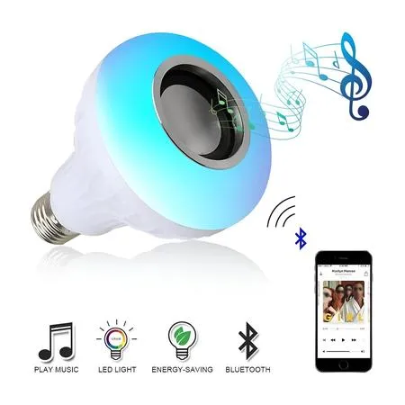 Lâmpada Luz Led Rgb Bluetooth Caixa Som + Controle