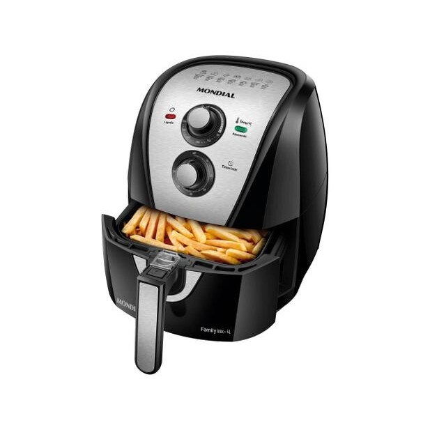 Fritadeira Elétrica sem Óleo/Air Fryer Mondial Family AFN-40-BI Preto 4L com Timer