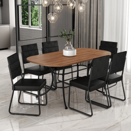 Conjunto de Sala de Jantar com Mesa e 6 Cadeiras Fênix Carraro