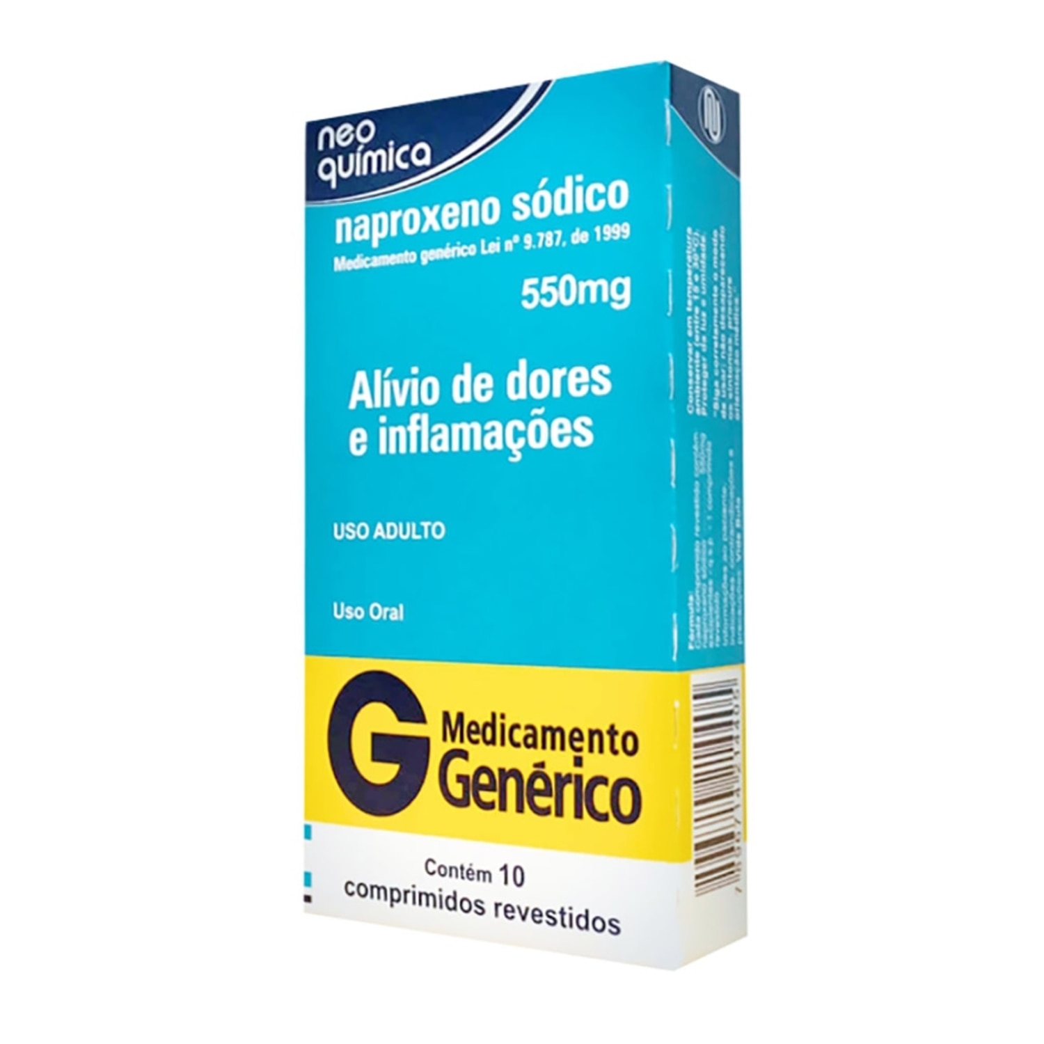 Naproxeno Sodico 550mg 10 Comprimidos Revestidos Neo Quimica Generico