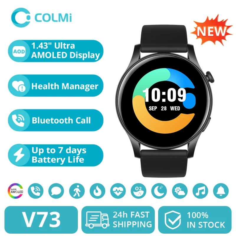 Smartwatch COLMI V73 Tela 1.43" AMOLED